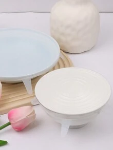6pcs Silicone Bowl Cover & Sealing Lid, Multifunctional And Universal Food Wrap For Home Use - White - View 4