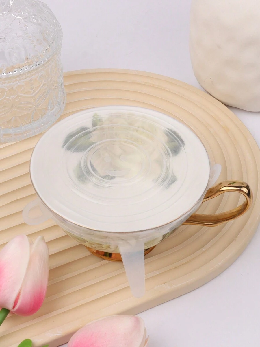 6pcs Silicone Bowl Cover & Sealing Lid, Multifunctional And Universal Food Wrap For Home Use - White - View 1