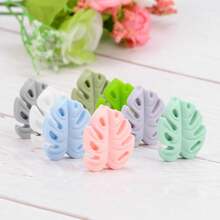 32 chiếc 8 màu Silicone Hạt Lá cây Silicone Hạt Lỏng lẻo Spacer Hạt Quái vật Lá cây Silicone Hạt Đối với DIY Dây chuyền Vòng tay Thủ công mỹ nghệ Làm đồ trang sức - Hạt Monstera - Xem 1