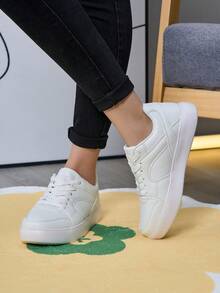 Multicolor Casual Comfortable Sneakers For Commute, Fashionable Sports Shoes For Campus Walking - White - View 4