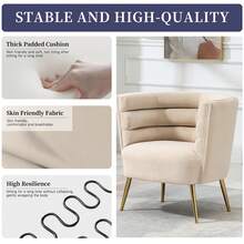 HOMEFUN Accent Chair Leisure Single Chair With Golden Feet - Beige - View 3
