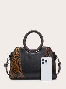 1只婦女高級優雅人造皮革紋理手拿包,帶有重型裝飾,適用於婚禮或宴會 - 黑色 - 查看 3