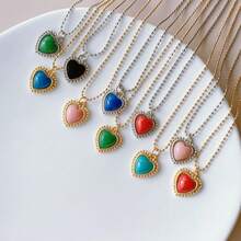 1個歐美風格合金材質多色愛心吊墜女士項鍊,情人節禮物 - NQW1115 - 查看 2