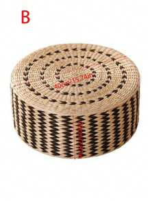 1pc Japanese Style Handmade Woven Straw Tatami Seat Cushion, Round Thickened Seat Pad For Window - Multicolor - View 5