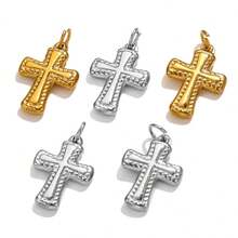 2件304不銹鋼帶圓圈十字吊墜簡約時尚男女日常用diy飾品配件吊墜項鍊 - 吊墜 - 查看 2