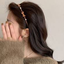 1 件裝秋冬女式公主風格天鵝絨頭帶珍珠蝴蝶結裝飾 - 彩色 - 查看 5