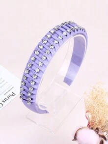 1入pu皮革髮箍,鑲有水晶,具完美,光滑,光亮,突顯高貴時尚。髮箍適用於日常穿著,顏色為紫色 - 顏色 - 查看 1