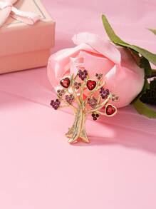 1pc Fashionable Heart Shaped Brooch For Women, Ideal For Valentine'S Day, Couple Gifting, Parties And Versatile Use - 1pcs Tree Of Life Love Style Valentine's Day Brooch - View 1