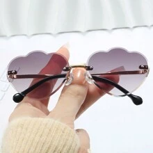 1 副儿童半金属无框可爱时尚眼镜，户外旅行太阳镜，配有装饰眼镜、眼镜盒和眼镜布 - 彩色 - 查看 4