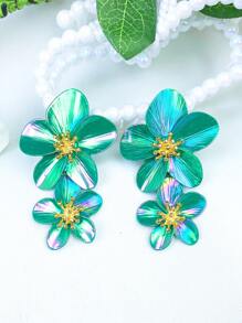 2024新款清新简约清澈甜美优雅极简风雏菊耳环女士 - 軍綠色 - 查看 1