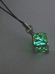 1入螢光綠色空心電話吊飾,具有發光樹設計,創意手機吊飾 - 綠色 - 查看 4