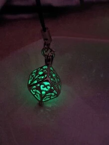 1入螢光綠色空心電話吊飾,具有發光樹設計,創意手機吊飾 - 綠色 - 查看 1