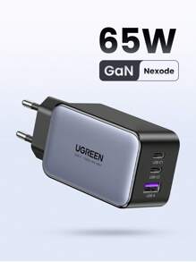 UGREEN 65W GaN 3 連接埠 C 型快速充電器相容於三星 S23 S22 Ultra iPhone 15 14 13 iPad 平板電腦筆記型電腦 - 黑色 - 查看 2