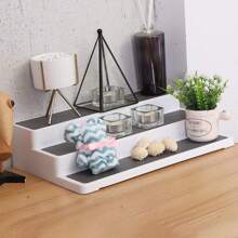 1pc Three Layers Step Spice Rack Household Step-Style Organizer Kitchen Storage Rack Bathroom Shelf - Grey - View 9
