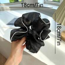 超级仙女 18 厘米/7 英寸网眼蝴蝶结发圈，适合女士，简约优雅的森系日常发圈 - 粉色 - 查看 2