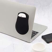 1 Pc Self-Adhesive Mouse Storage Bag Laptop Back Sticker Storage Bag Seamless Elastic Mouse Bag, Mouse Storage, Laptop Sticker Storage Bag Mini Computer, Brain Accessories Flexible Storage Bag Mouse - Black - View 2