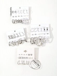 36pairs Faux Pearl Decor Earrings Set - Silver - View 3