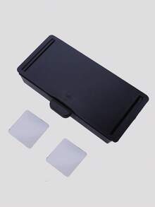 1pc Adhesive Drawer Storage Organizer Box For Stationery, With Dustproof Cover, Invisible Design, Suitable For Household/Office Desktop - Black - View 3