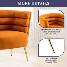HOMEFUN Accent Chair Leisure Single Chair With Golden Feet - Orange - View 2