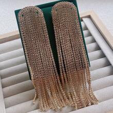 1 对金色夸张流苏吊坠耳环，高端风格，个性化，适合女性宴会和日常佩戴 - 金色 - 查看 6