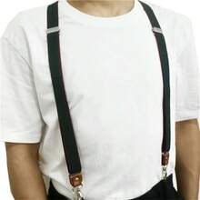 Suspenders For Men Wedding 2.5cm Wide Y-Back Hook Suspender Tall Adjustable Elastic Striped Trouser Braces Straps - Multicolor - View 2