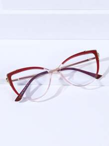 1 副女士时尚猫眼休闲平顶眼镜 - 紅色 - 查看 2