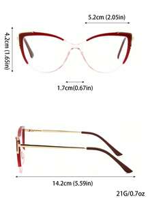 1 副女士时尚猫眼休闲平顶眼镜 - 紅色 - 查看 5