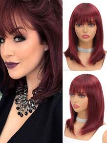 鲍勃假发 带刘海 直发 14 英寸短鲍勃假发 女士发型 鲍勃