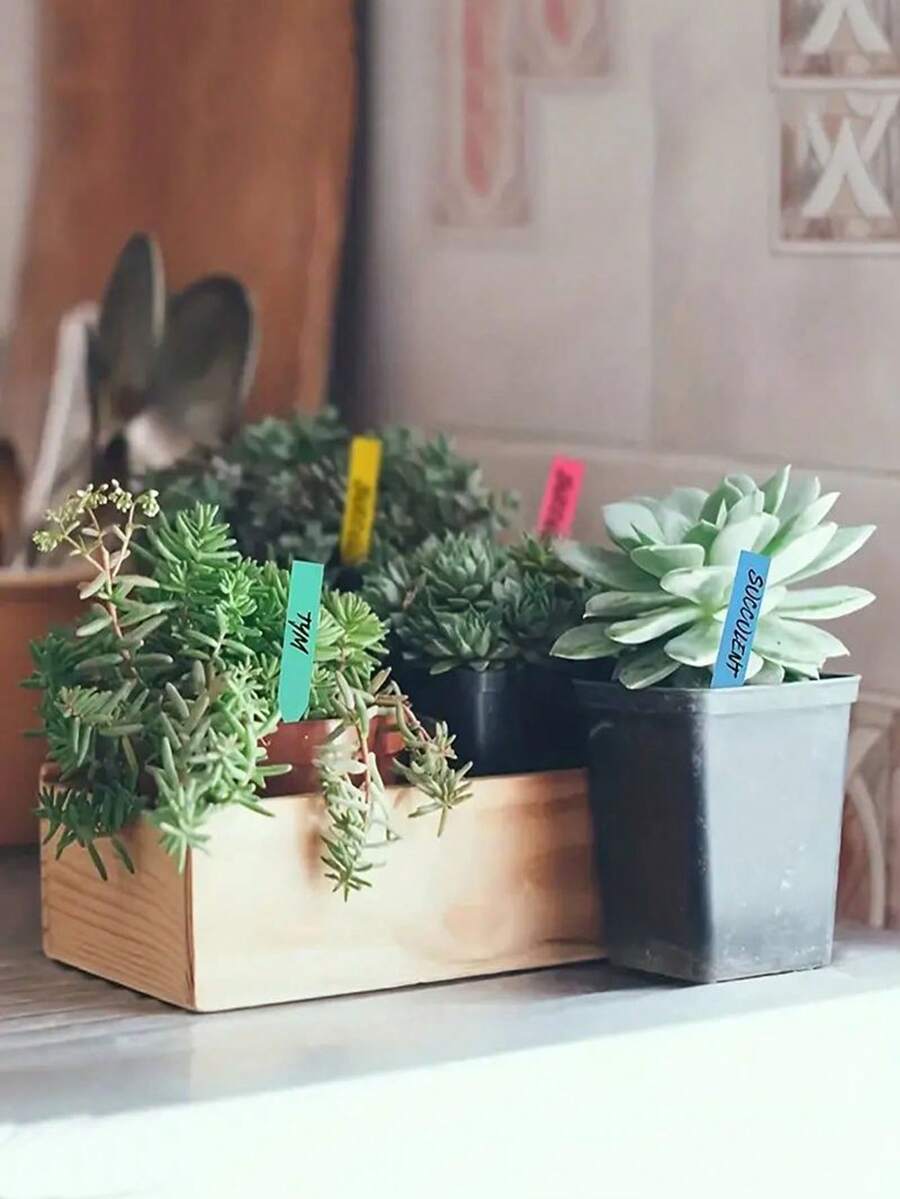 100入組0.79*3.94英寸pvc塑料防水標籤,用於園藝裝飾的必備用品 - 黃色 - 查看 1