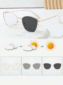 1 件装新款金属装饰变色猫眼镜女款