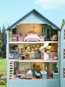 1pc 1:32 Scale Diy Dollhouse Model, Molan House Style, Town Series, Miniature Toy Model, Requires Manual Assembly, Can Be Used Alone Or Assembled With Others - Multicolor - View 6
