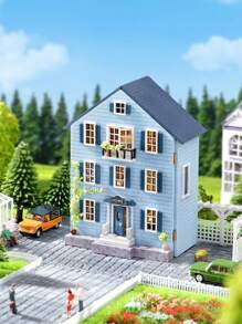 1pc 1:32 Scale Diy Dollhouse Model, Molan House Style, Town Series, Miniature Toy Model, Requires Manual Assembly, Can Be Used Alone Or Assembled With Others - Multicolor - View 1