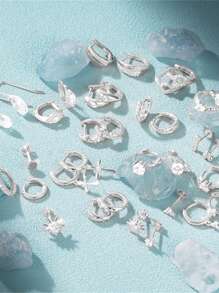 1 對 925 純銀奢華女士耳環 復古圈形耳環 18k 鍍金 完美適合婚禮情人節高級珠寶 - 銀色 - 查看 2