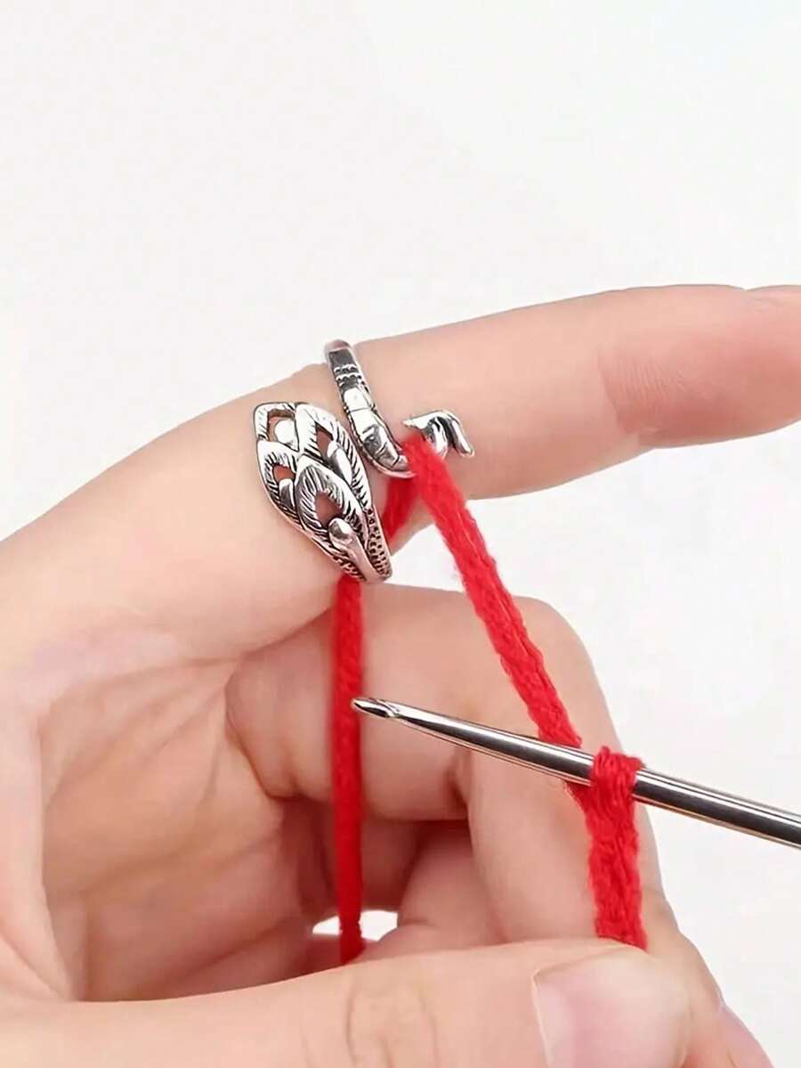 1 Miếng Có thể điều chỉnh Dệt kim Vòng Móc sự thêu Nhẫn , Mở Ngón tay Nhẫn Sợi Hướng dẫn Móc len Phụ kiện Dệt kim Cái đê - Nhiều màu - Xem 1