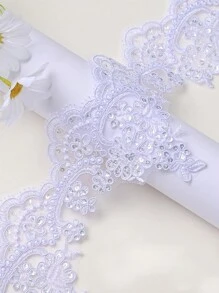 XDH1589胴體刺繡花邊DIY材料，適用於婚紗、窗簾、桌布、舞台裝飾，長度：91.44-914.4厘米 - 藍白色 - 查看 13