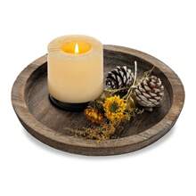 1PC Rustieke Houten Dienblad Kaarsenhouder Kleine Decoratieve Plaat Pilaar Kaarsen Dienblad Voor Boerderij Koffie Aanrecht Organizer Woondecoratie Beste Geschenken Verjaardagsborden Keuken Keuken Decor Dienbladen Fruit Dienblad Dienblad Decor