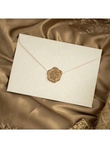 3sets Linen Envelopes, Letter Paper & Wax Seal Stickers, Vintage Kraft Paper Invitation Cards, Postcards & Envelopes - White - View 1