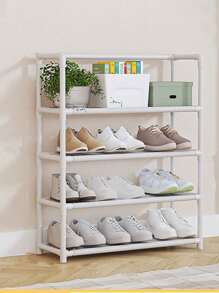 1pc Multilayer Handrail Shoe Rack, Home Dustproof Shoe Organizer, Multifunctional Storage Shelf, Shoe Cabinet, Material: 12mm Steel Tube + Non-Woven Fabric - White - View 4