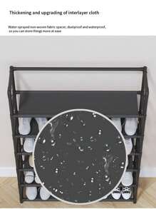 1pc Multilayer Handrail Shoe Rack, Home Dustproof Shoe Organizer, Multifunctional Storage Shelf, Shoe Cabinet, Material: 12mm Steel Tube + Non-Woven Fabric - White - View 6