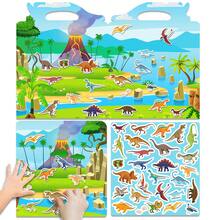 1 Set Reusable Sticker Book, Cute Dinosaur Jelly Sticker Activity Book For Girls Boys Road Trip Airplane Train Travel Essentials, Reusable Waterproof Quiet Book For Parents - Multicolor - View 5