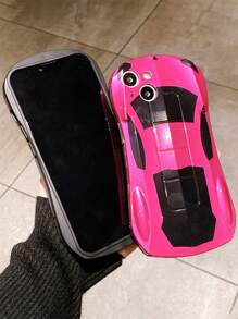 苹果时尚奢华 3D 跑车硅胶软手机壳适用于 16 15 14 13 12 11 Pro Max 柔软防震保护套防水防摔防刮 - 玫紅色 - 查看 5