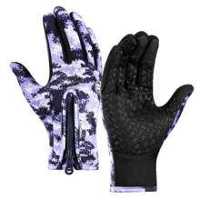 Găng tay đi xe đạp Giường đôi Ngón tay Mùa Đông Ấm áp Không thấm nước Găng tay xe đạp Cho nam giới NỮ Ngụy trang Màn hình cảm ứng Xe đạp Găng tay Leo núi Găng tay  chạy Găng tay - Màu xanh lam - Xem 4