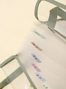 1入組學生收納袋,大容量透明防水考試紙張收納攜帶式立式雙層 - 藍色 - 查看 5