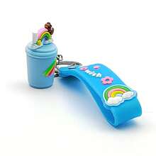 1個新款設計彩虹可愛泡泡茶杯鍵匙圈,袋子配飾 - 藍色 - 查看 2