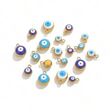 6 件裝不銹鋼圓形吊墜魔鬼之眼 Diy 項鍊耳環珠寶配件製作 - 圓形吊墜 - 查看 6