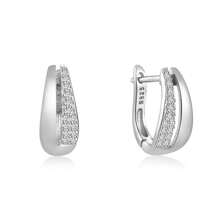 1 對 925 純銀奢華女士耳環 復古圈形耳環 18k 鍍金 完美適合婚禮情人節高級珠寶 - 銀色 - 查看 13