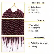 編織辮髮18英寸哈瓦那扭辮12根粗辮合成纖維髮,適用於非洲辮髮延長 - 酒紅色 - 查看 3