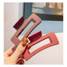 1入流行款方形髮夾，簡約優雅大尺寸髮夾，設計用於女士髮型，隨機發送顏色 - 彩色 - 查看 3