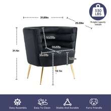 HOMEFUN Accent Chair Leisure Single Chair With Golden Feet - Black - View 6