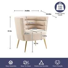 HOMEFUN Accent Chair Leisure Single Chair With Golden Feet - Beige - View 6